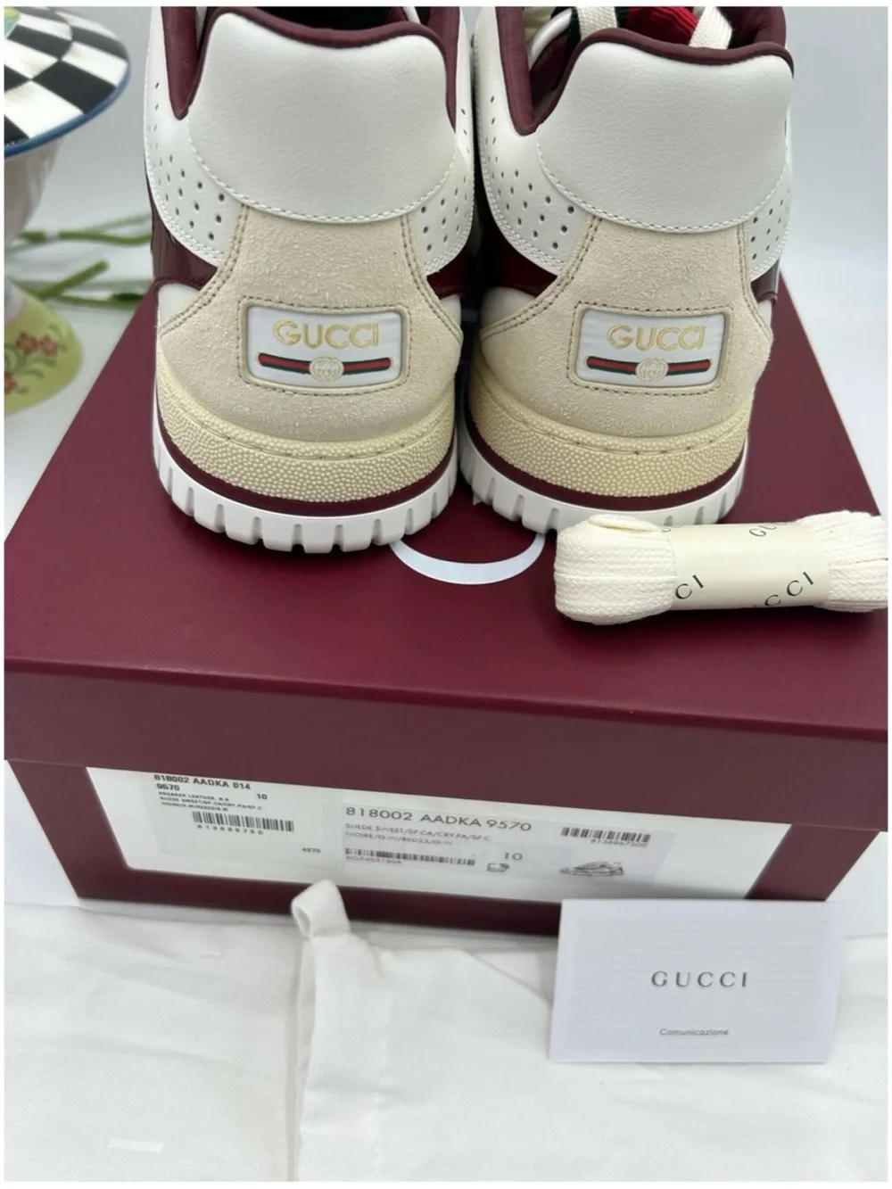 Men's Gucci re-Web leather sneakers with red accents size 10 fits 10.5 US